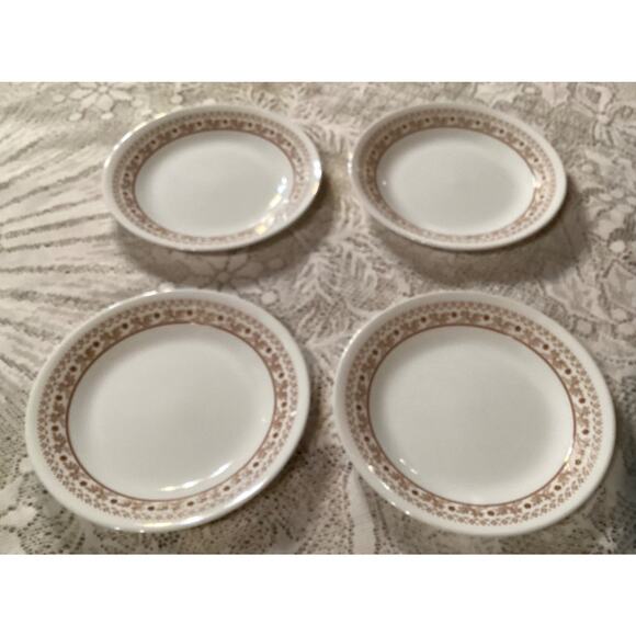 Corelle White & Ginger Brown Summer Impressions Set of 4 Bread Plates 6.75” - Picture 6 of 8